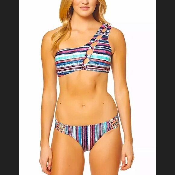 Jessica Simpson multicolored one-shouldered bikini - Picture 5 of 13